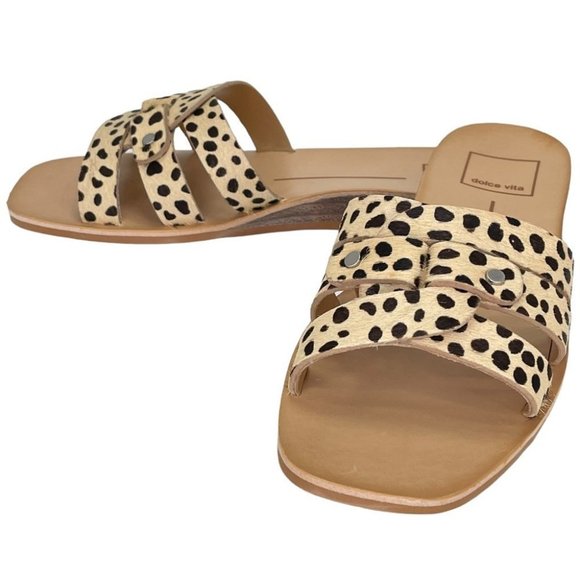 Dolce Vita Cait Leopard Cow Fur Slide Sandals Size 6M - Picture 10 of 11
